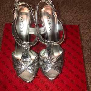 Guess Silver Multi Texture Heels